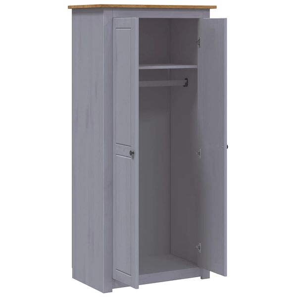 vidaXL Wardrobe Gray Solid pine wood Compact Wardrobe Rectangular