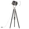 vidaXL Floor Lamp Black and silver Solid mango wood, steel, aluminum