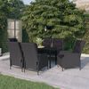 vidaXL Garden Dining Set Dark grey, Black Steel frame, PE rattan, Glass top