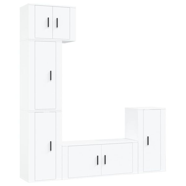 vidaXL TV Cabinet Set Set of 5 White Engineered wood 5 Piece Set