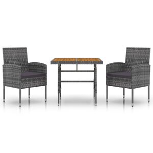 vidaXL Outdoor Dining Set Grey PE rattan Standard Durable