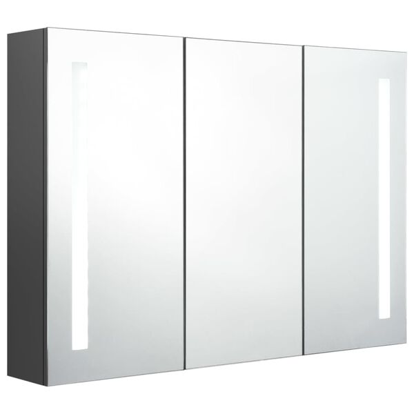 vidaXL Bathroom Cabinet Grey MDF in melamine finish, glass mirror Medium