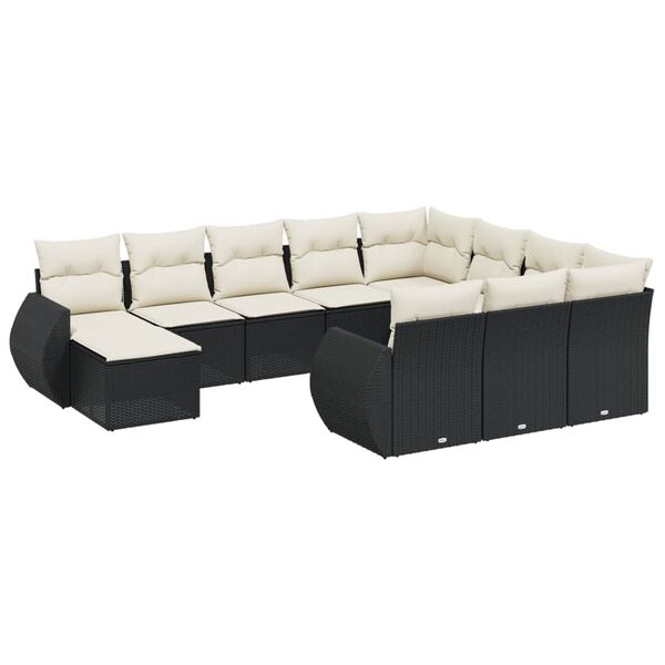 vidaXL Garden Sofa Set Black, Cream White