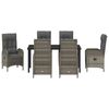 vidaXL Garden Dining Set with Cushion 7 pcs Grey Poly Rattan