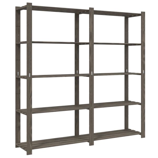 vidaXL 5-Tier Storage Rack Grey 66.9x15.0x66.9" Solid Wood Pine