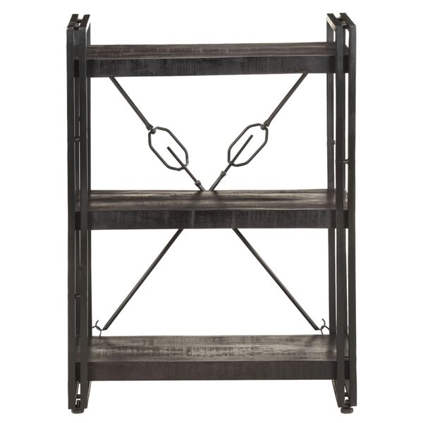 vidaXL Bookcase Black Solid Mango Wood Medium Shelving Bookcase