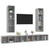 vidaXL Wall-mounted TV Stands 4 Pcs Concrete Gray Engineered Wood