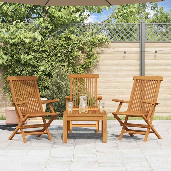 vidaXL Garden Chair Set of 3 Teak Solid teak wood Medium Foldable