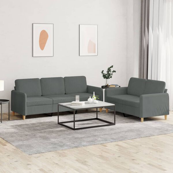 vidaXL Sofa Set Dark grey 100% polyester, metal, textilene, plywood