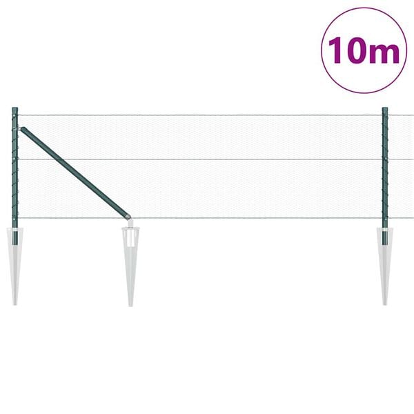 vidaXL Fence Post Green 82.02 x 2.62 ft (0.51 in mesh) Steel and PVC