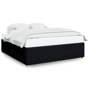 vidaXL Bed Frame Black Polyester, Plywood, Engineered Wood, Solid Pine Wood