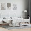 vidaXL Bed Frame White Powder-Coated Steel 55 x 75 in Bed Frame