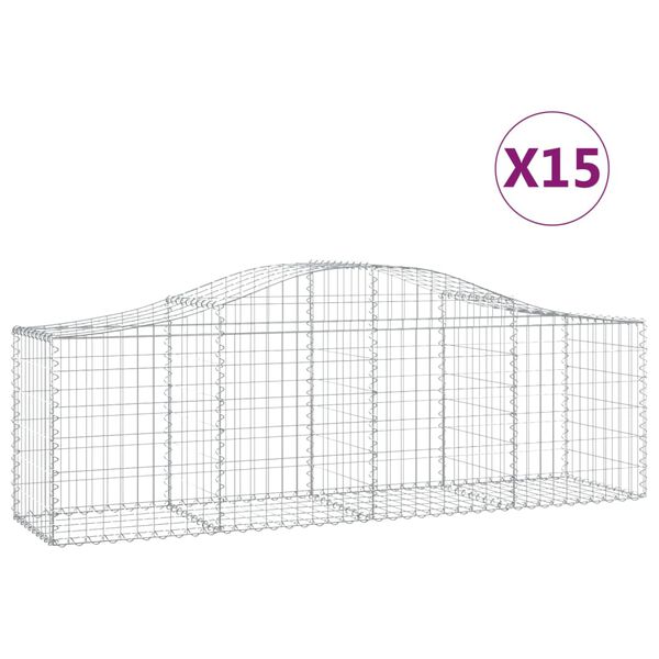 vidaXL Gabion Basket Set of 15 Silver Galvanized Iron Large