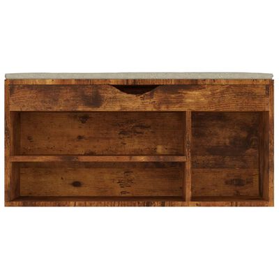 vidaXL Shoe Bench with Cushion Smoked Oak 40.9"x11.8"x19.3" Engineered Wood