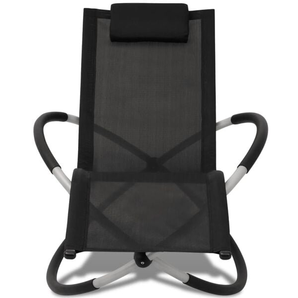 vidaXL Sun Lounger Black and Grey Galvanized steel, Textilene fabric