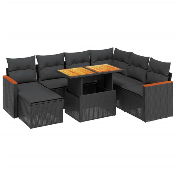 vidaXL Garden Sofa Set Black PE rattan Large Removable Covers
