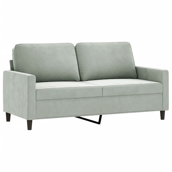 vidaXL 2-seater Sofa Light grey Velvet, Metal, Textilene Medium