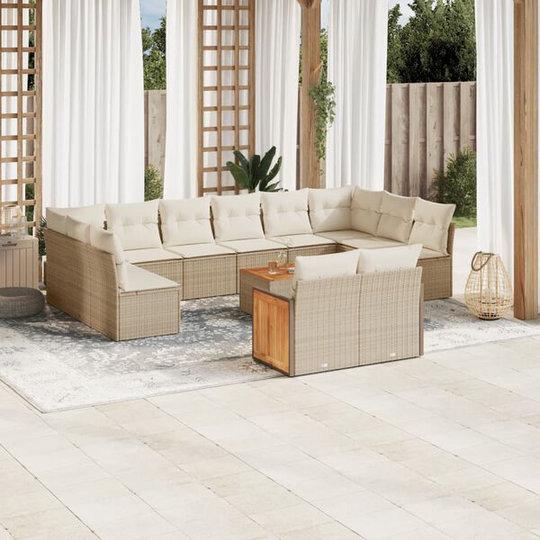 vidaXL Garden Sofa Set Beige, Cream White
