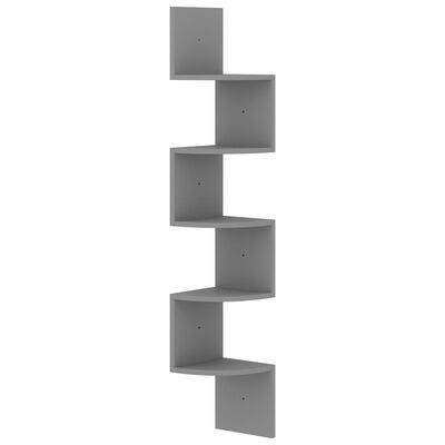 vidaXL Wall Corner Shelf Gray 7.5"x7.5"x48.4" Engineered Wood