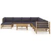 vidaXL Garden Lounge Set Dark Grey, Bamboo Bamboo, 100% Polyester
