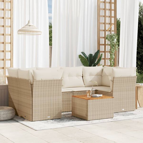 vidaXL Garden Sofa Set Beige, Cream White