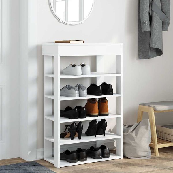 vidaXL Shoe Rack White Engineered wood Good for small spaces Shoe Rack