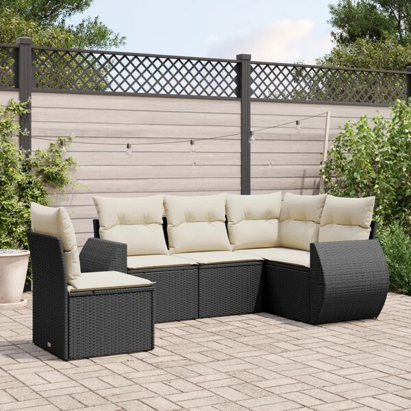 vidaXL Garden Sofa Set Black, Cream White
