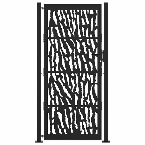 vidaXL Garden Gate Black 39.4x78.7" Steel Trace  Design
