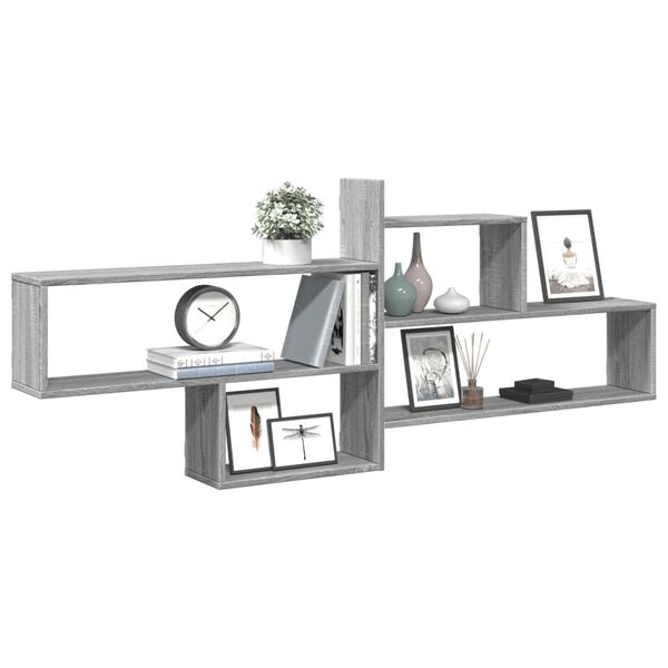 vidaXL Wall Shelf Grey Sonoma 65.9x7.1x26.8" Engineered Wood