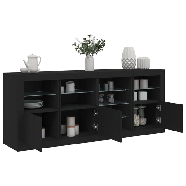 vidaXL Sideboard Black Engineered wood, Glass Large Sideboard