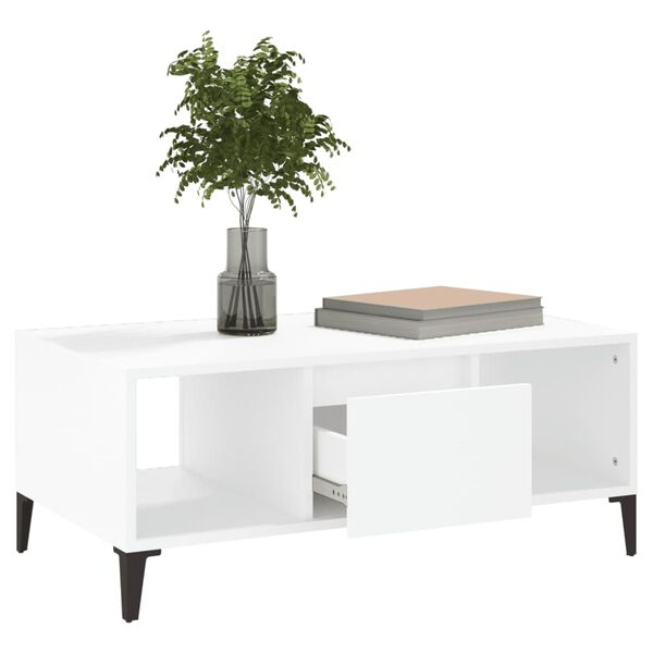 vidaXL Coffee Table White Engineered wood, metal Medium Coffee Table
