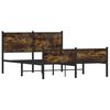 vidaXL Bed Frame Smoked Oak Steel, Engineered Wood 55.1 x 78.7 in