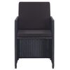 vidaXL Garden Table And Chair Black Powder-coated steel, PE rattan, glass