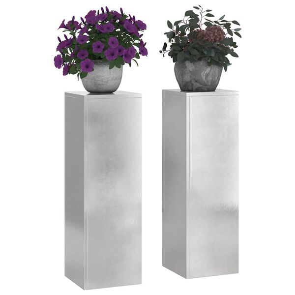 vidaXL Plant Stand 2 pcs Silver 9.45 x 9.45 x 29.53 in Stainless steel
