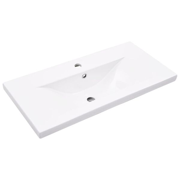 vidaXL Sink Cabinet With Basin Old wood, white Engineered wood, ceramic