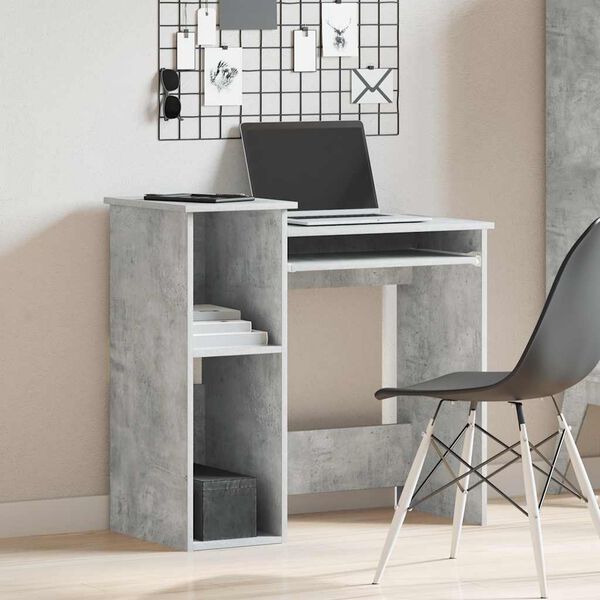 vidaXL Desk Concrete grey Engineered wood Small Desk Rectangular