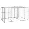 vidaXL Dog Kennel Silver Galvanized Steel, PE 78.1 sqft Durable