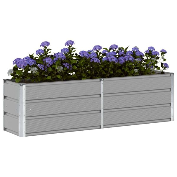 vidaXL Planter Light Grey 62.99 x 15.75 x 17.72 in Steel