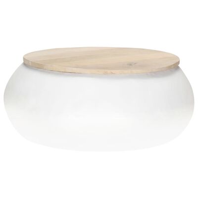 vidaXL Coffee Table White 26.8"x26.8"x11.8" Solid Mango Wood