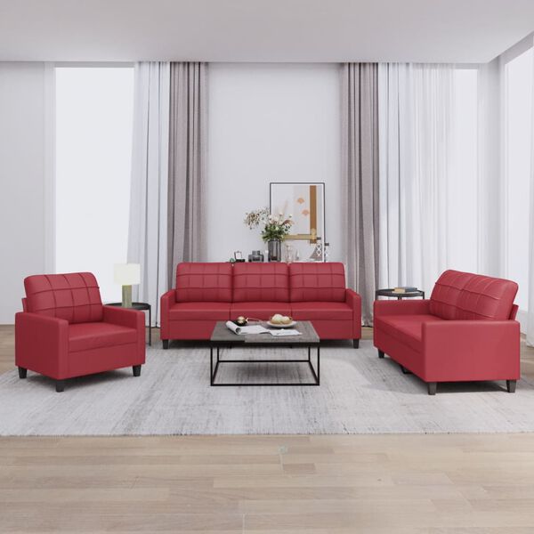 vidaXL Sofa Set Wine Red