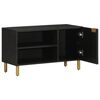 vidaXL TV Cabinet Black Engineered wood, solid mango wood, brass Small
