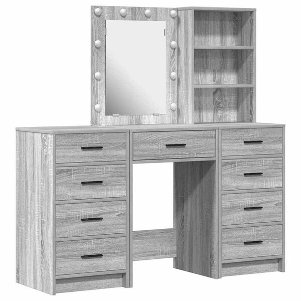 vidaXL Dressing Table 3 pcs Gray 40 x 41 x 135 cm Engineered wood