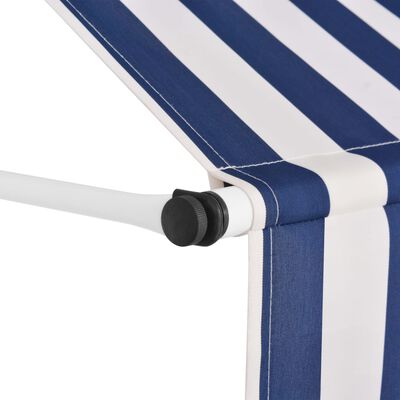 vidaXL Manual Retractable Awning 137.8" Blue and White Stripes