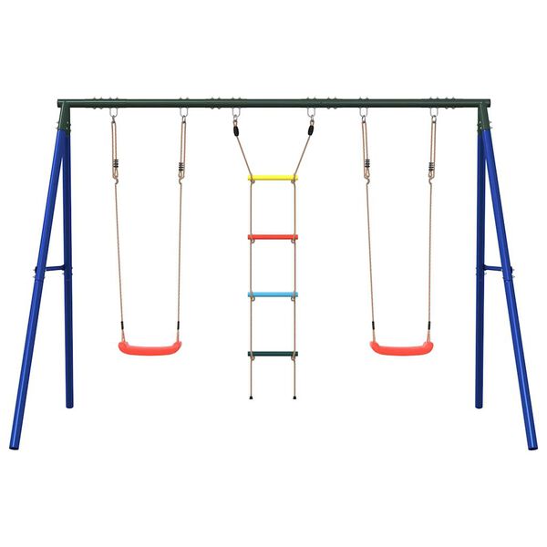vidaXL Outdoor Swing Set Multicolor Painted steel, PE (polyethylene) Large