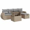 vidaXL Garden Sofa Set Beige PE Rattan Large Adjustable Feet