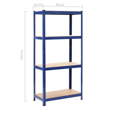 vidaXL 4-Layer Storage Shelf Blue Steel&Engineered Wood