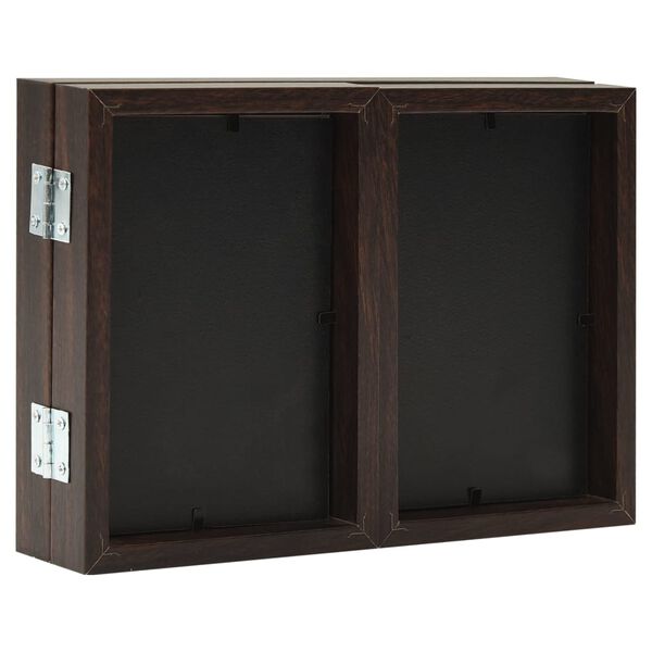 vidaXL Trifold Photo Frame Dark brown MDF, PS (polystyrene) Large