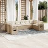 vidaXL Garden Sofa Set Beige PE Rattan, Powder-Coated Steel, Polyester
