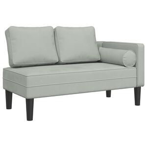 vidaXL Chaise Lounge with Cushions Light Grey Velvet