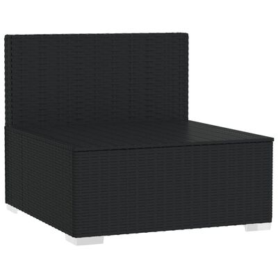 vidaXL 3 Seat Patio Sofa with Cushions Black Poly Rattan